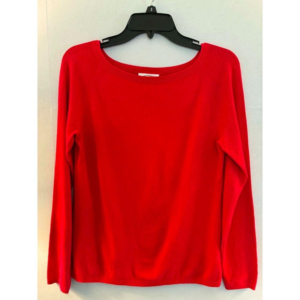 Talbots Womens Medium Red Boat Neck‎ Sweater Lightweight Italian Yarn USA Made